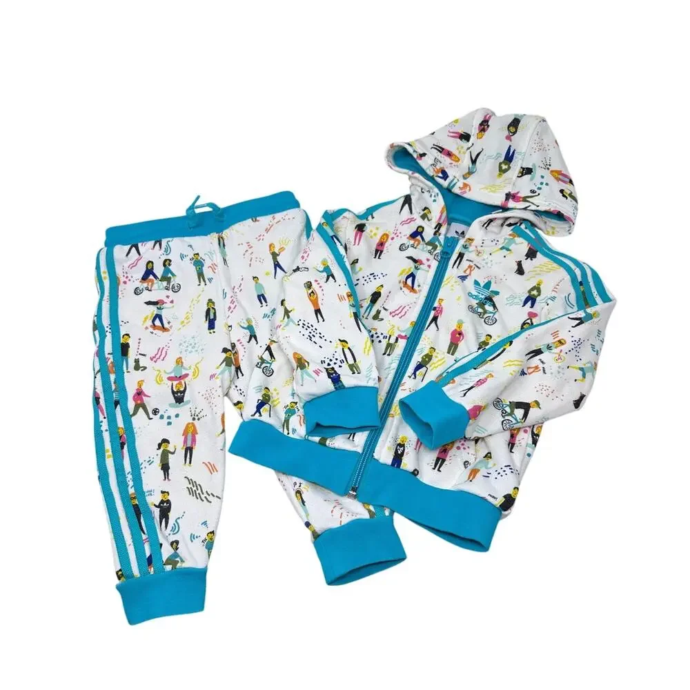 Adidas Hoodie Set Hi Res Aqua with joggers size 12-18 months - Picture 11 of 11
